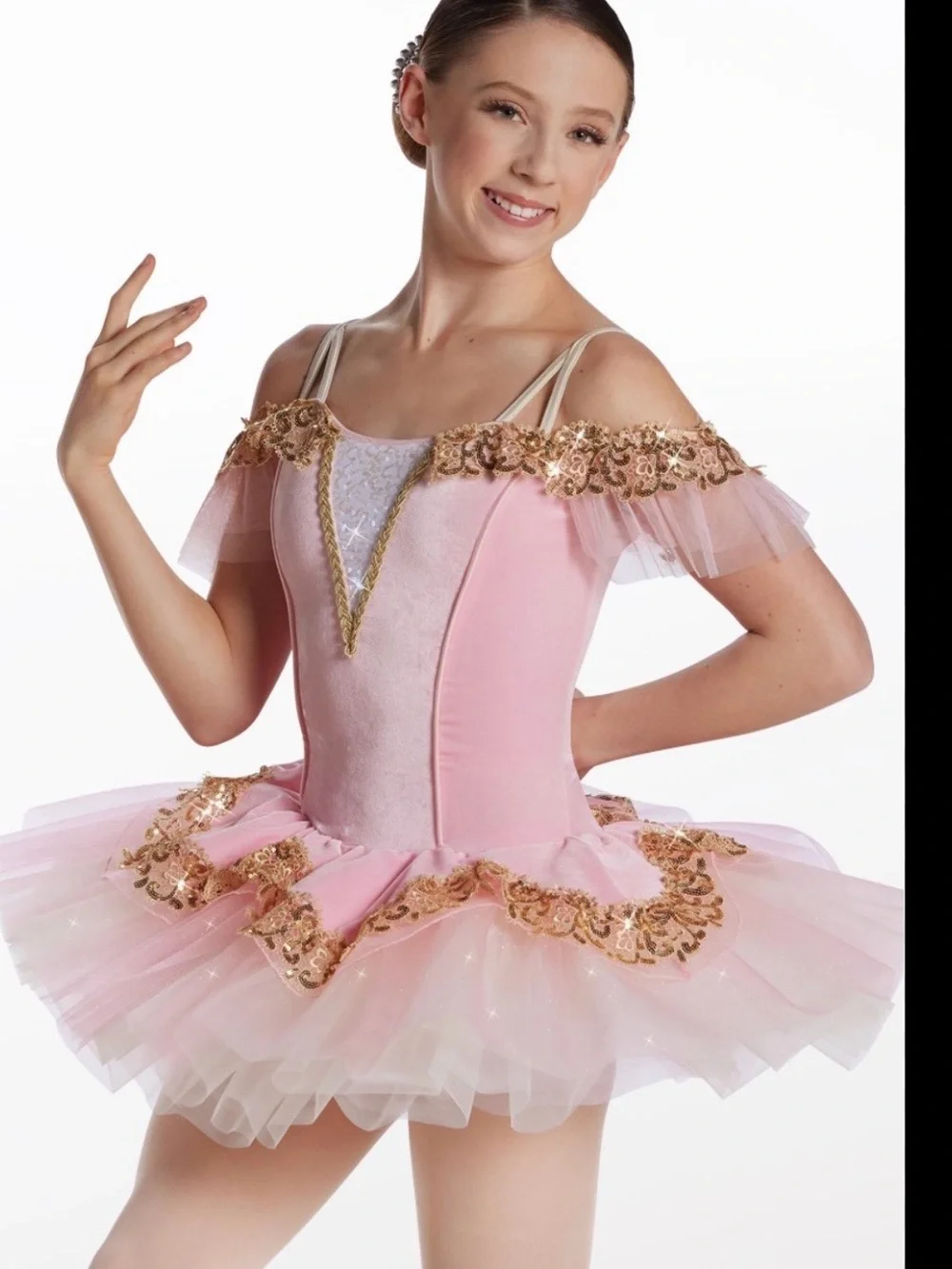 Weissman Pink Ballet Tutu with Gold Sequin Trim